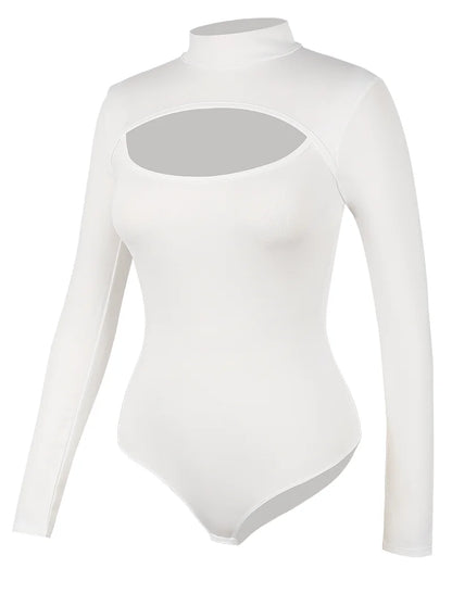 High Collar Bodysuits for Women Tummy Control Body Shaper Slimming Sexy Open Pore One-Piece Bodysuit Long Sleeves Shapewear New