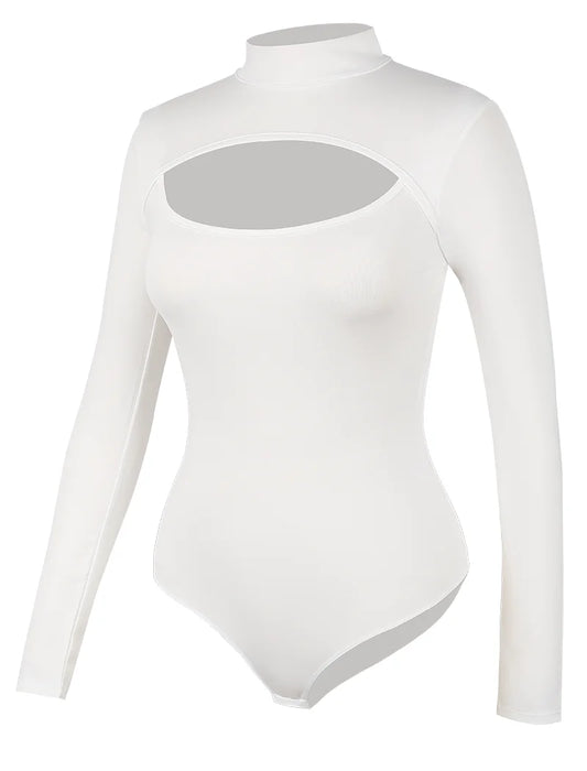 High Collar Bodysuits for Women Tummy Control Body Shaper Slimming Sexy Open Pore One-Piece Bodysuit Long Sleeves Shapewear New