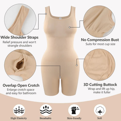 Thick Strap Slimming Jumpsuit Women'S Body Shaper Full Coverage Shapewear Open Crotch Slim Body Bodysuits Sexy Underwear Suit