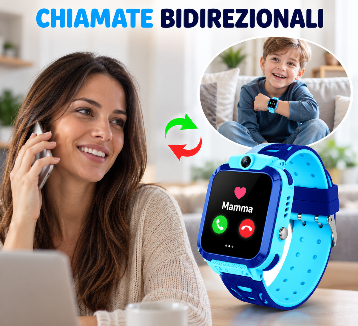 Smartwatch bambini chiamate bidirezionali, mamma chiama figlio