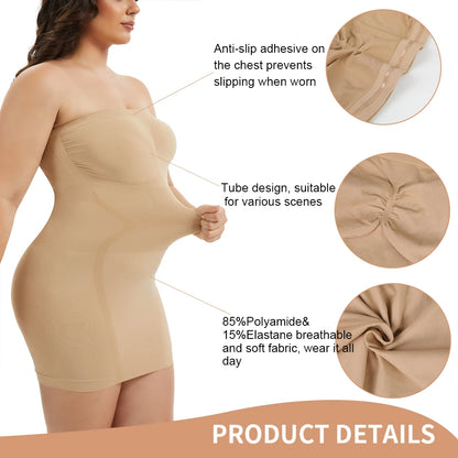 Tube Top Shaping Dress Women'S Full Body Control Shapewear High Elastic Hip Lifting Shapes Perfect Curves Wear Daily Wear Outfit