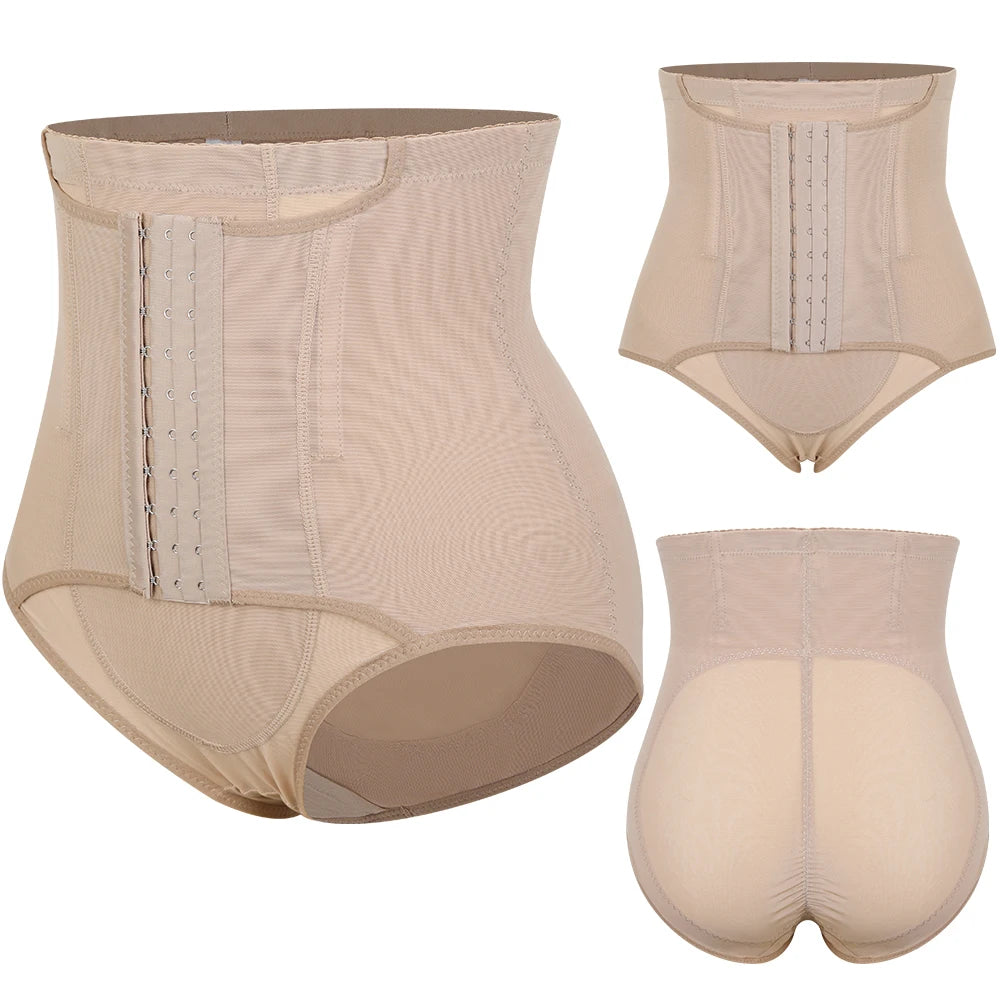 Women'S Tummy Control Shapewear Panties High Waist Elastic Mesh Body Shaper with Adjustable Hooks Butt Lifter Slimming Underwear