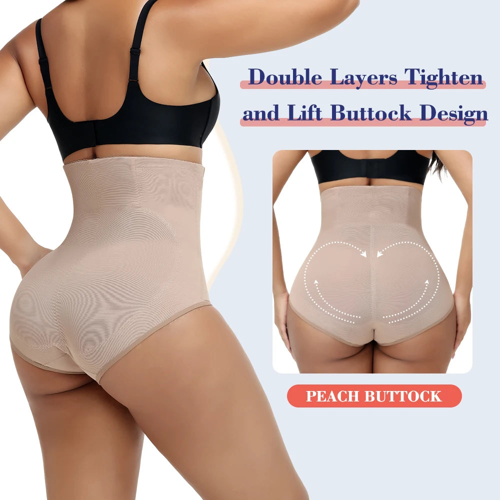 Women'S Tummy Control Shapewear Panties High Waist Elastic Mesh Body Shaper with Adjustable Hooks Butt Lifter Slimming Underwear