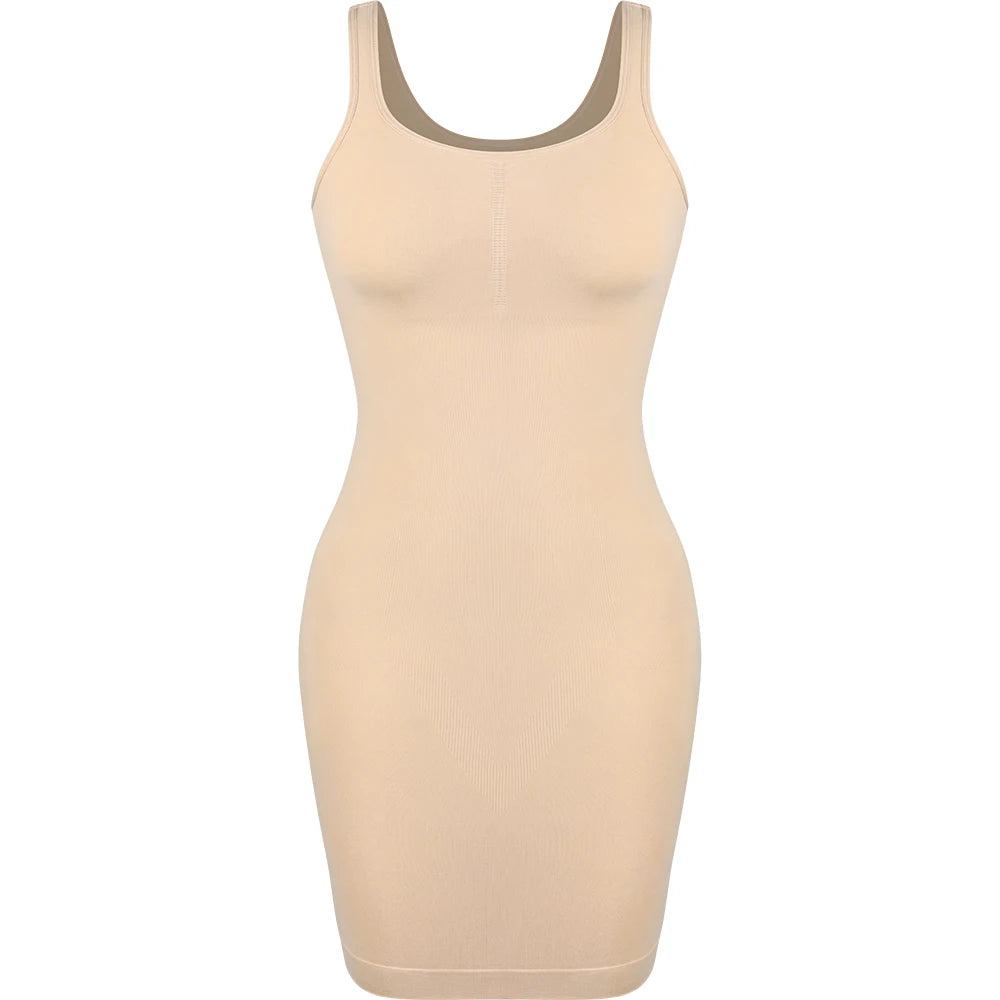 MISSMOLY Square Neck Vest Shaper Dress Women Full Body Control Tight Bottom Skirt Tight Belly Sexy Ladies Bodycon Underwear New