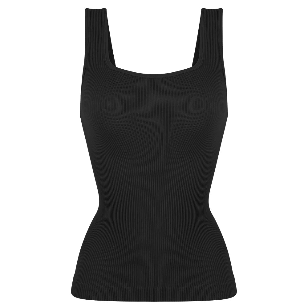 Women'S Square Neck Shaper Vest Tummy Control S-3XL plus Size Female Sexy Fashion Compression Undershirt Outerwear Streetwear
