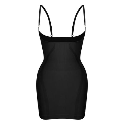 Plus Size Shapewear Dress for Women Tummy Control Open Bust Full Slip under Dresses Body Shaper Slip Adjustable Strap New
