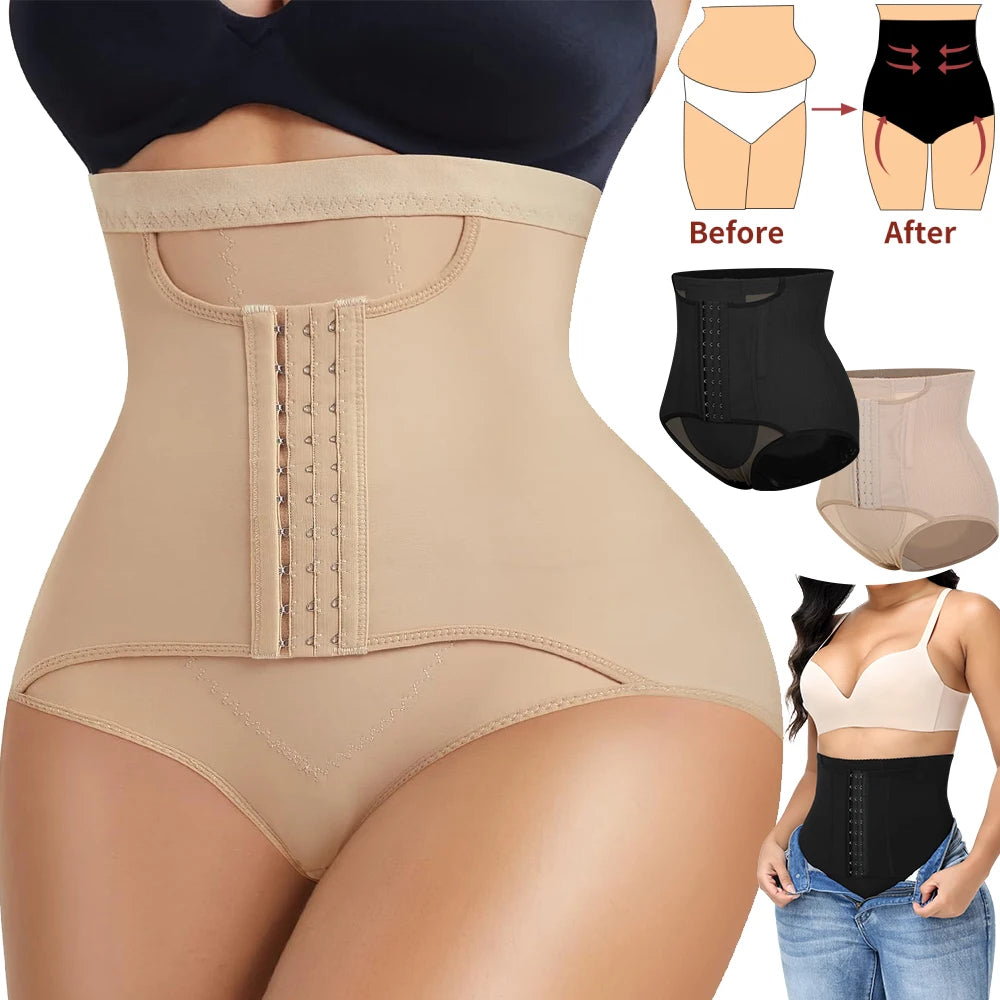 Women'S Tummy Control Shapewear Panties High Waist Elastic Mesh Body Shaper with Adjustable Hooks Butt Lifter Slimming Underwear
