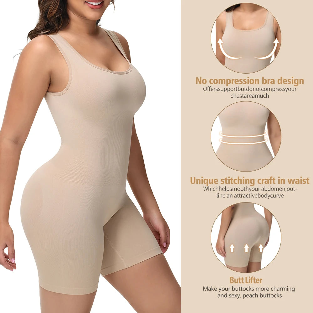 Thick Strap Slimming Jumpsuit Women'S Body Shaper Full Coverage Shapewear Open Crotch Slim Body Bodysuits Sexy Underwear Suit