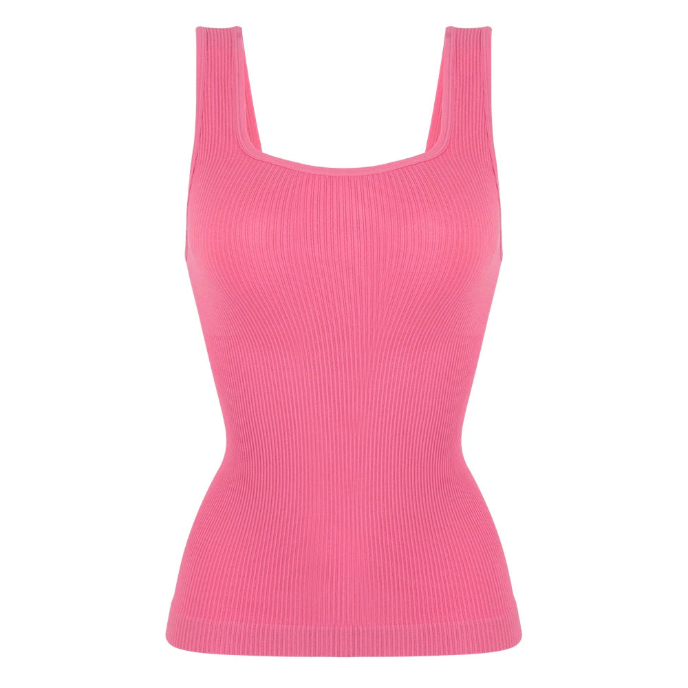 Women'S Square Neck Shaper Vest Tummy Control S-3XL plus Size Female Sexy Fashion Compression Undershirt Outerwear Streetwear