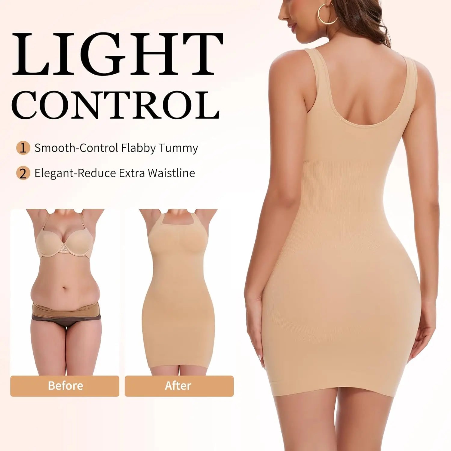 MISSMOLY Square Neck Vest Shaper Dress Women Full Body Control Tight Bottom Skirt Tight Belly Sexy Ladies Bodycon Underwear New