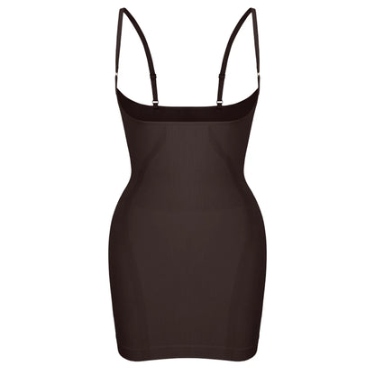 Plus Size Shapewear Dress for Women Tummy Control Open Bust Full Slip under Dresses Body Shaper Slip Adjustable Strap New