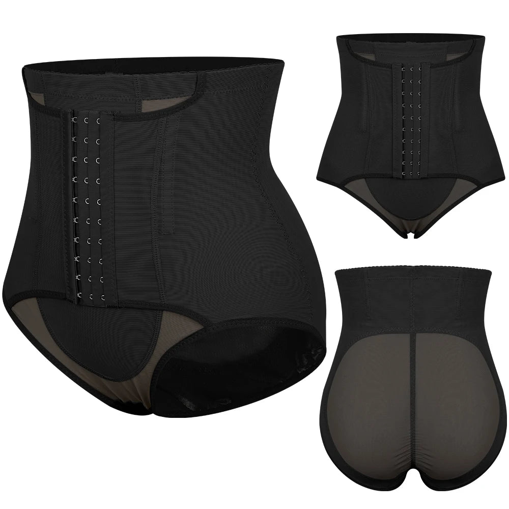 Women'S Tummy Control Shapewear Panties High Waist Elastic Mesh Body Shaper with Adjustable Hooks Butt Lifter Slimming Underwear