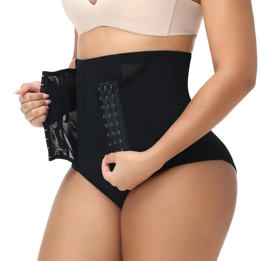 Women'S Tummy Control Shapewear Panties High Waist Elastic Mesh Body Shaper with Adjustable Hooks Butt Lifter Slimming Underwear