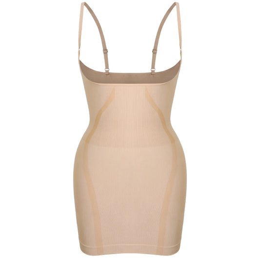 Plus Size Shapewear Dress for Women Tummy Control Open Bust Full Slip under Dresses Body Shaper Slip Adjustable Strap New