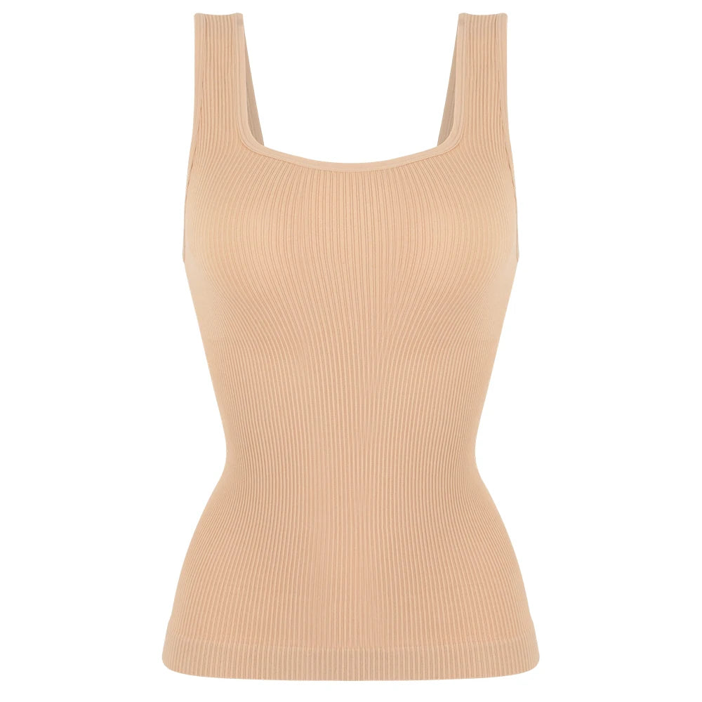 Women'S Square Neck Shaper Vest Tummy Control S-3XL plus Size Female Sexy Fashion Compression Undershirt Outerwear Streetwear