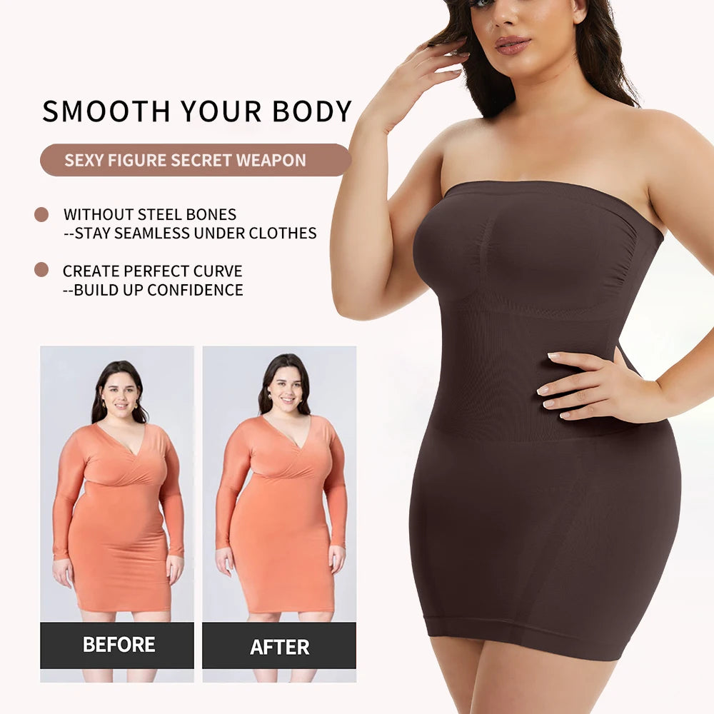 Tube Top Shaping Dress Women'S Full Body Control Shapewear High Elastic Hip Lifting Shapes Perfect Curves Wear Daily Wear Outfit