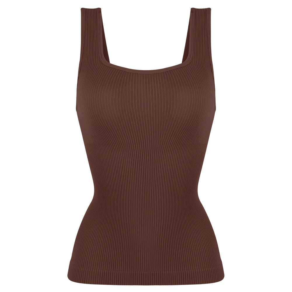 Women'S Square Neck Shaper Vest Tummy Control S-3XL plus Size Female Sexy Fashion Compression Undershirt Outerwear Streetwear