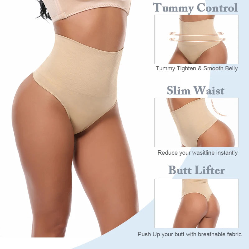 Women High Waist Thong Control Panties  Sexy Tummy Flat Lingeries Shapers Slimming Butt Lifter Underwear Fajas