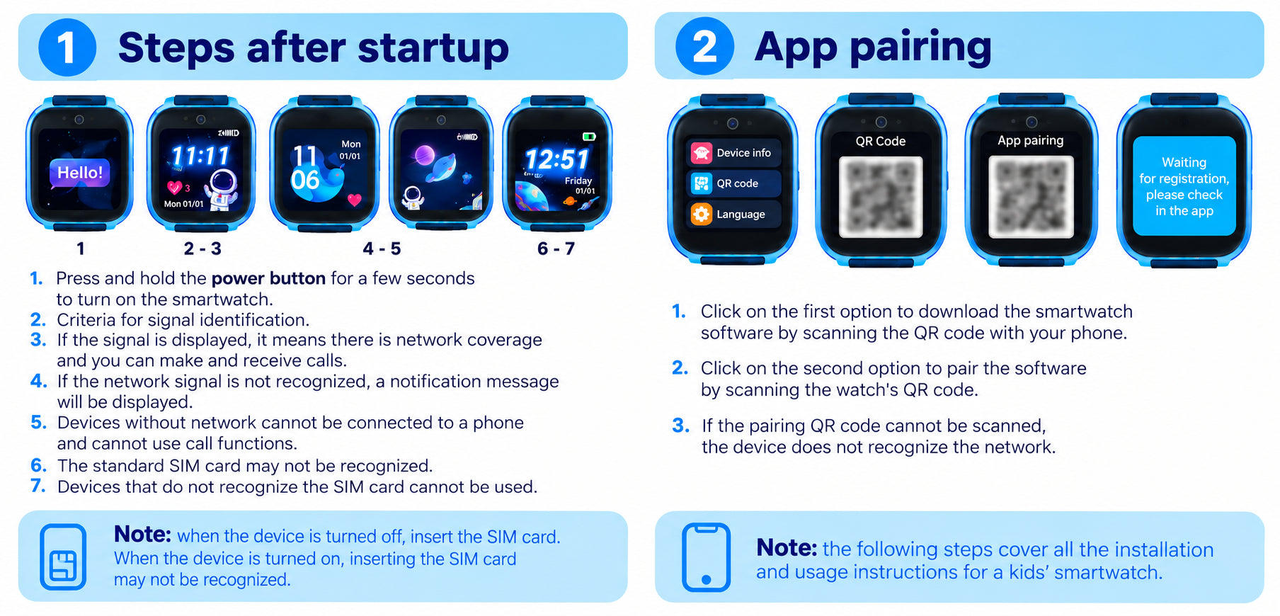 KidGuard setup instructions, step 1 and 2